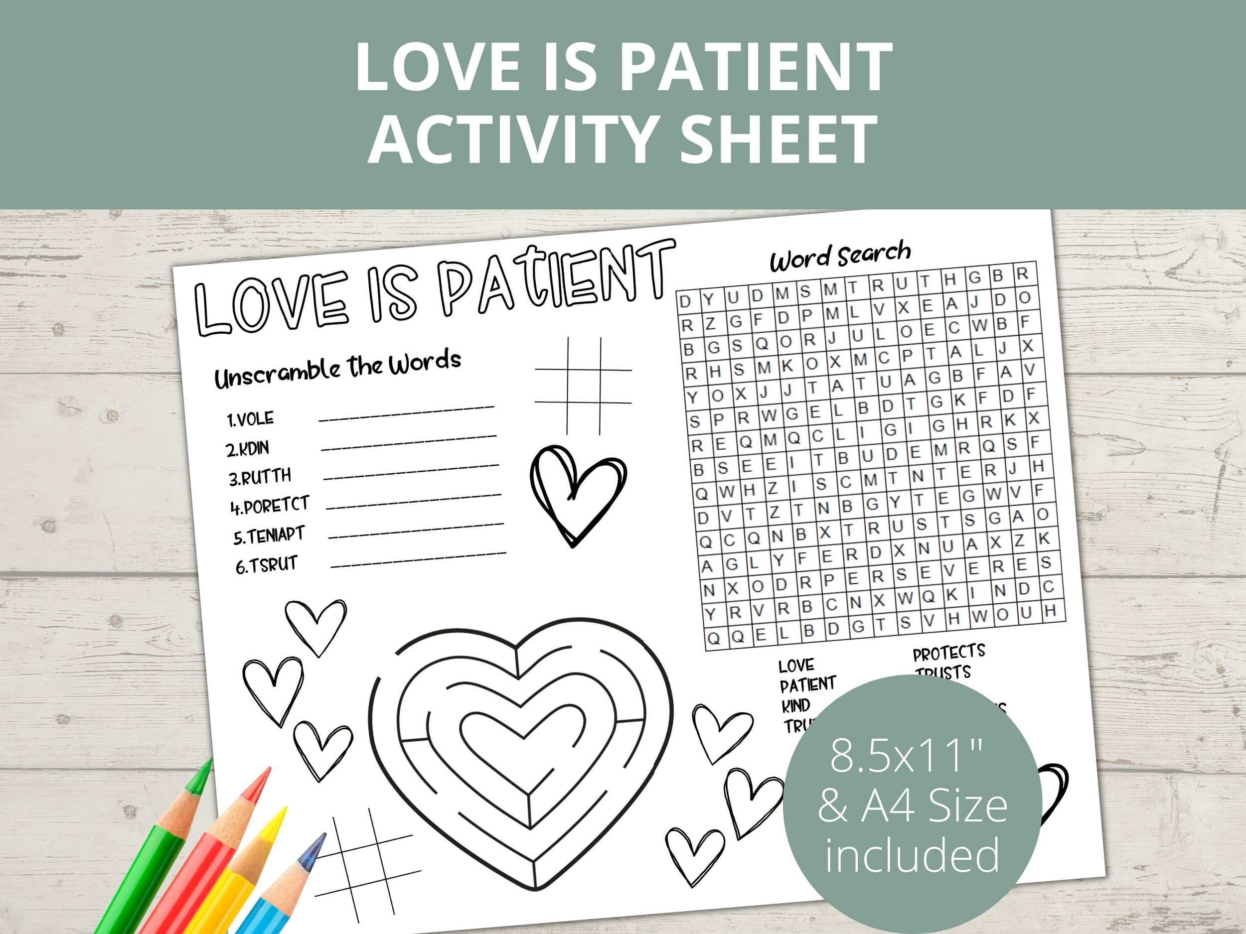 Love is Patient Love is Kind, Bible Activity, Church Kids Activity ...