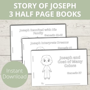 Joseph Coat of Many Colors, Joseph in Egypt, Sunday School Craft, Joseph in Bible, Bible Story, Mini Book, Coloring pages for kids