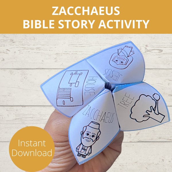 Zacchaeus Craft, Fortune Teller, Cootie Catcher, Zacchaeus The Tax Collector, Jesus Eats with Everyone, Bible Story Printable, Sunday School