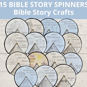 Bible Story Sunday school Craft, Noahs ark, Moses and Burning Bush, Christmas Nativity, Easter Story, Joseph coat, Printable Spinner