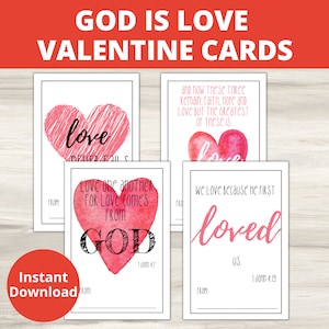 Tarjeta cristiana de San Valentín, Dios es amor, tarjeta de San Valentín con las Escrituras, amor a Dios, versículo bíblico de San Valentín