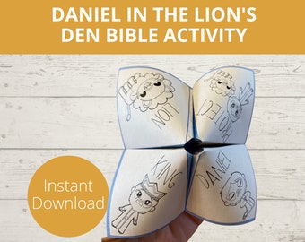 Daniel in the Lion's Den Bible Story Activity, Sunday school craft, Printable paper craft, Fortune Teller, Cootie Catcher