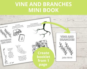I am the Vine, John 15, Vine and Branches, Bible Story for Kids, Sunday School Crafts, Kids crafts, Homeschool Bible Worksheets, Jesus Teach