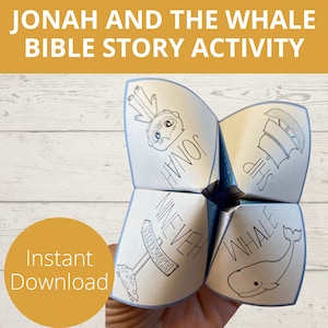 Jona und der Wal Craft, Sonntagsschulhandwerk, Jonah und der Fisch, Wahrsagerin, Cootie Catcher, VBS, Urlaubsbibelschule