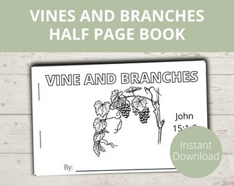 I am the Vine, I am the true vine Sunday School, Bible Story Craft Preschool, John 15, Homeschool Activities, Abide in Me, Half Page Book