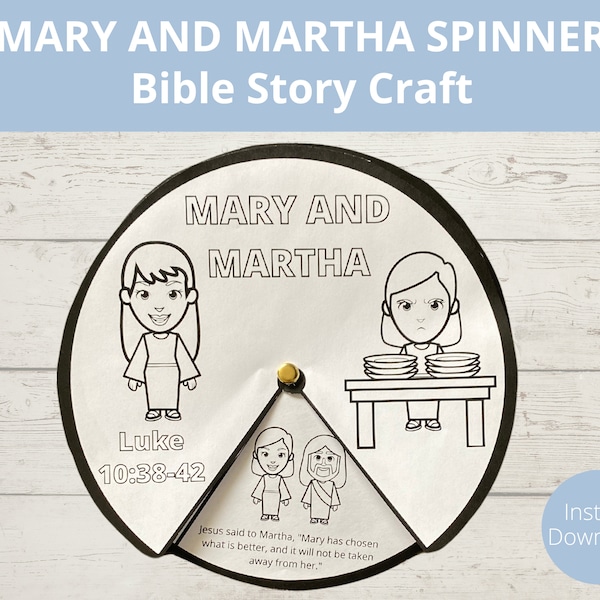 Mary and Martha, Luke 10, Kids Bible Craft, Bible Story Printable, Homeschool Bible Worksheets, Sunday School Activities