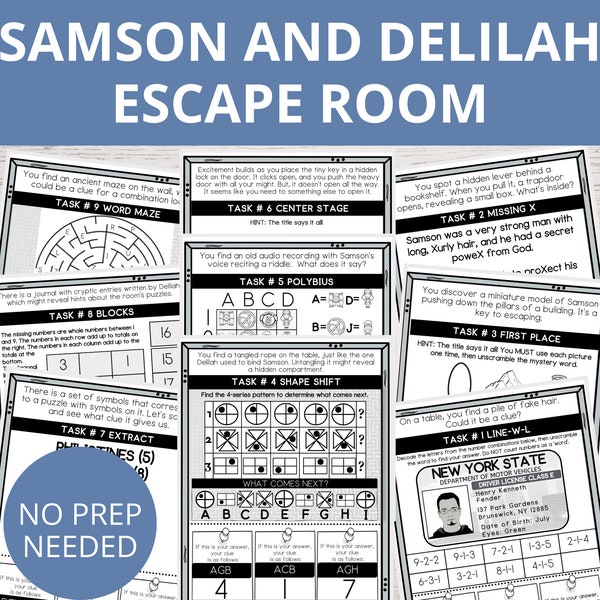 Bible Escape Room, Escape Room Kids, Samson and Delilah, Sunday School Activities, Family Game Night, Bible Activities for kids