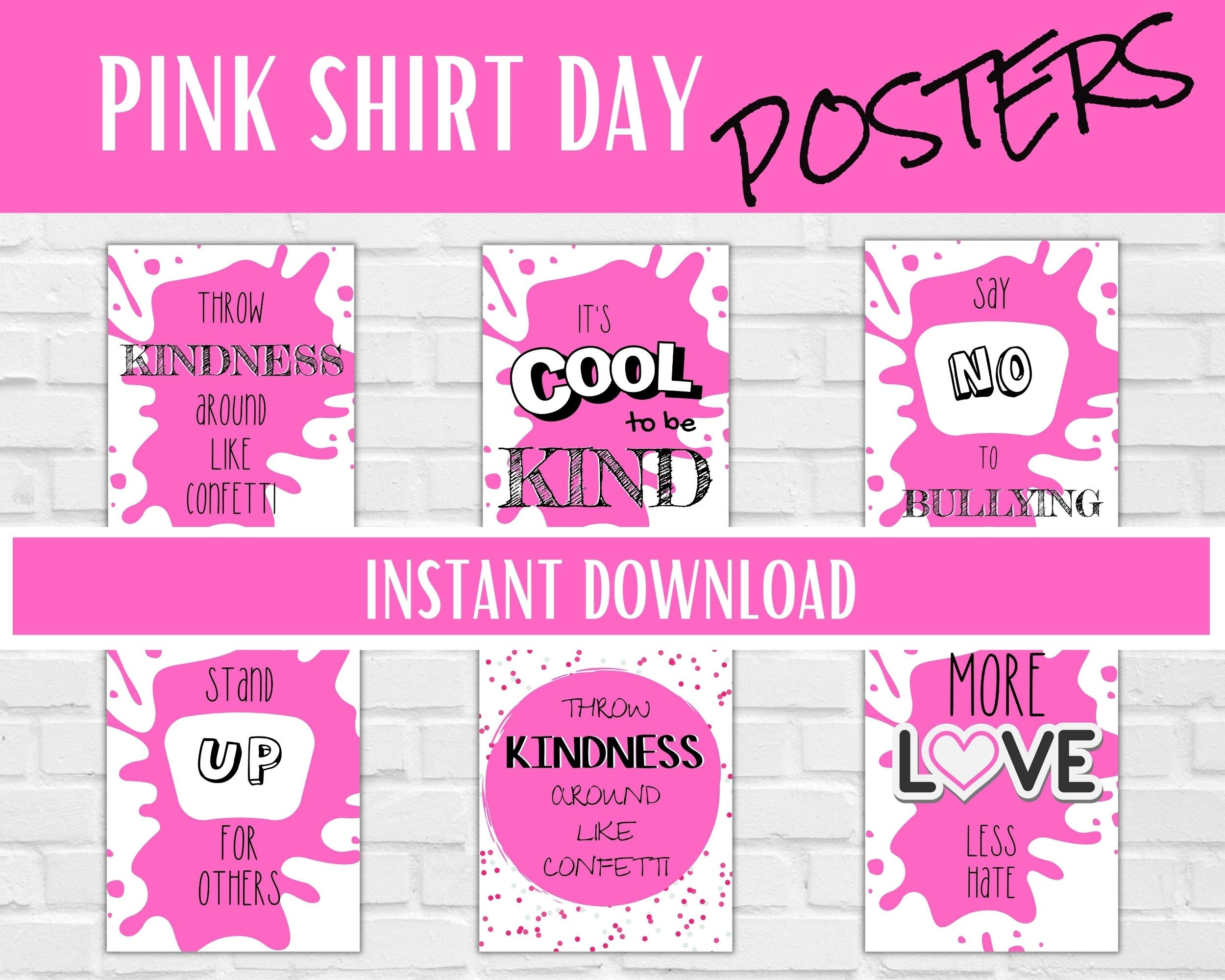 Pink Shirt Day Posters Kindness Printable Classroom Decor Etsy