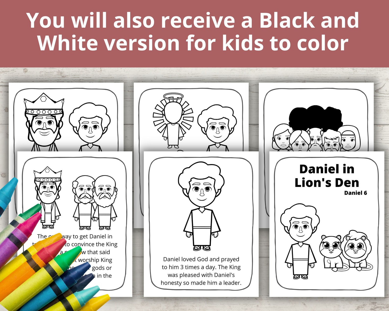 Daniel in the Lions Den, Bible Story Posters, Bible Coloring Pages for
