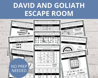 Bible Escape Room, David and Goliath, Escape Room Kids, Family Game Night, Bible Activities, Sunday School Activity, Birthday Party Game