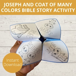 Joseph und Mantel vieler Farben, Cootie Catcher, Geschichte von Joseph, Sonntagsschulhandwerk, Wahrsagerin, Bibelgeschichtenaktivität, Bibel zum Ausdrucken
