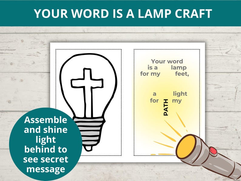 Your Word is a Lamp for My Feet, Psalm 119:105 Printable, Sunday School ...