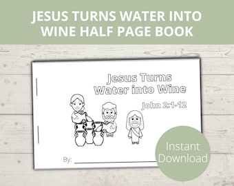 Gesù trasforma l'acqua in vino, Miracoli di Gesù, Miracoli di Gesù, Mini libro, Artigianato della scuola domenicale, Attività biblica prescolare