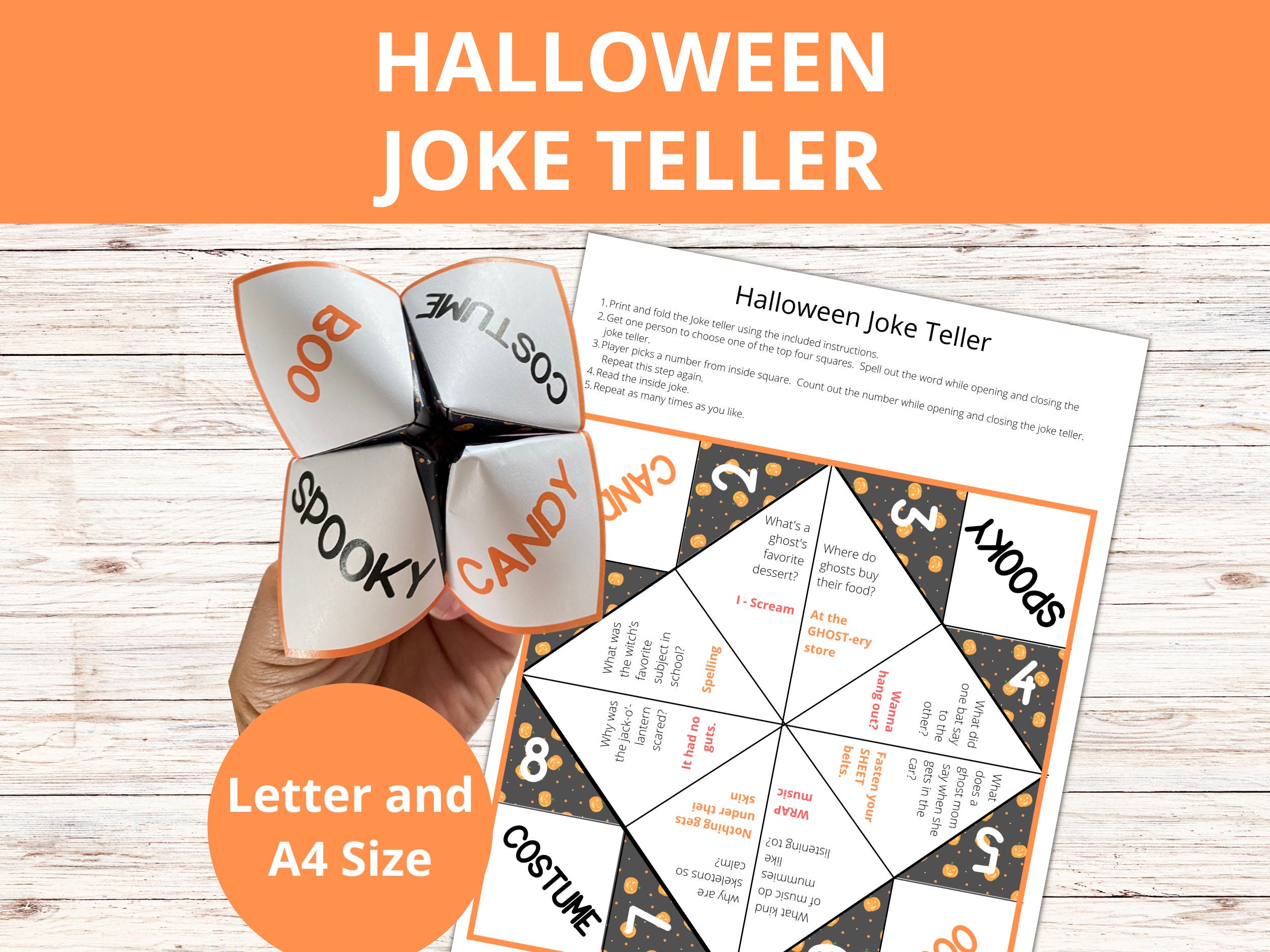 Halloween Joke Teller, Fortune Teller, Cootie Catcher, Printable Paper ...