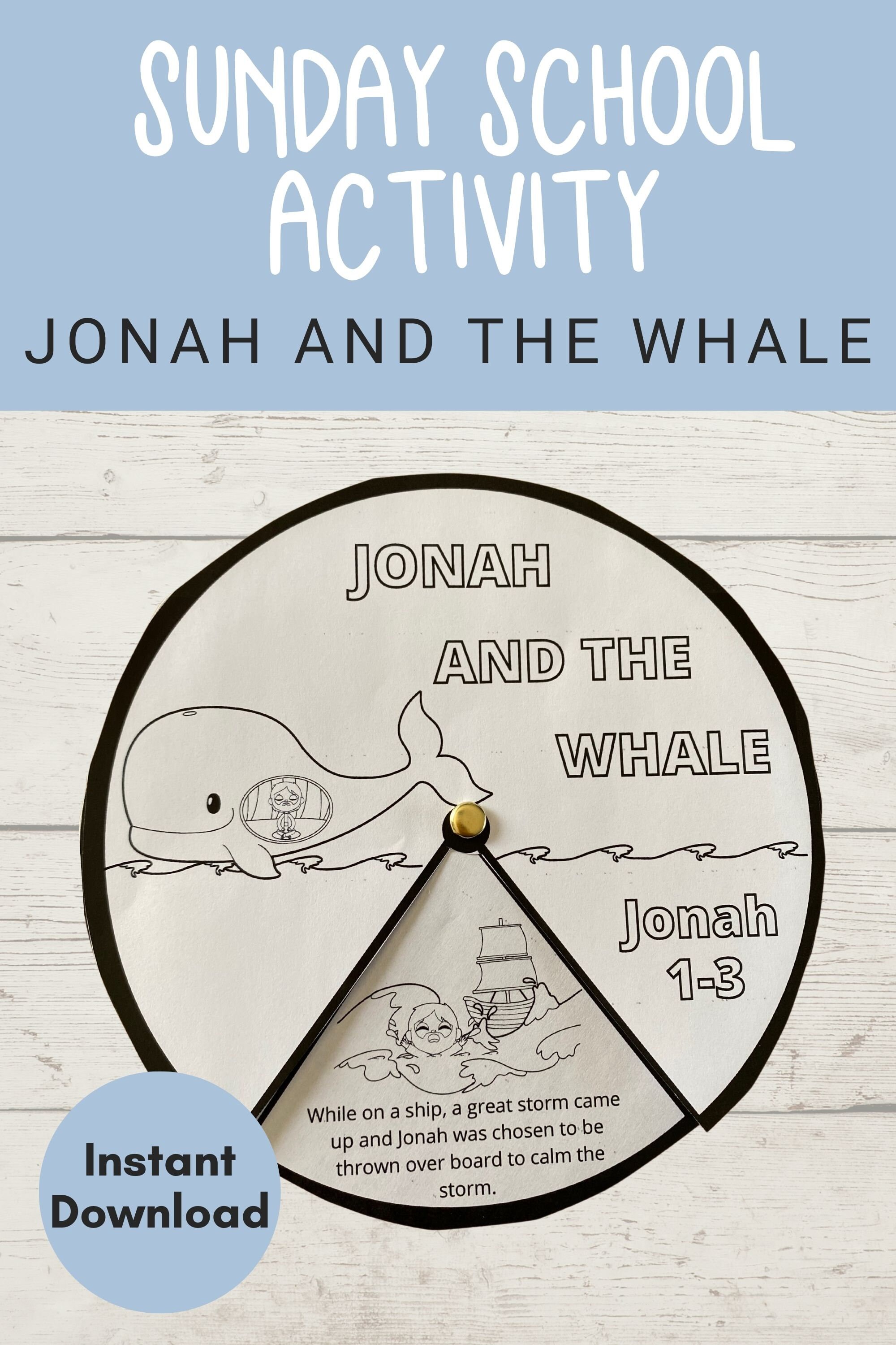 Jonah and the Whale Sunday School Craft, Bible Story Activities ...