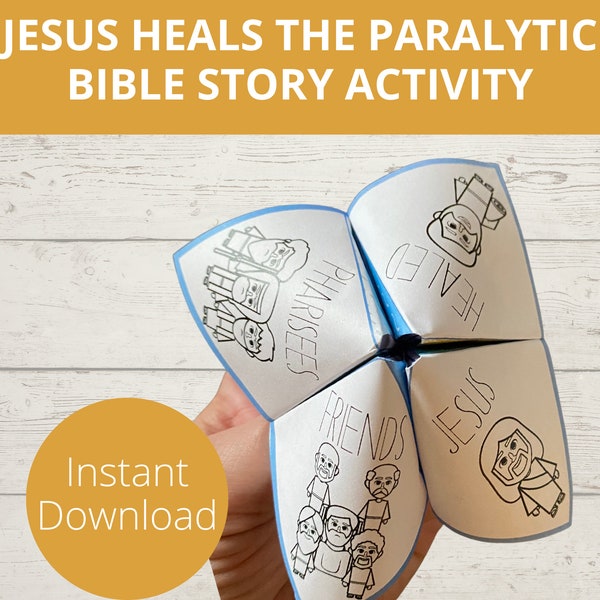 Jesus Heals a Paralyzed Man, Bible Story Activities, Sunday School Crafts, Fortune Teller, Cootie Catcher, Homeschool activity