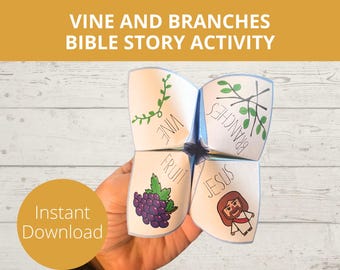 I am the Vine, I am the True Vine Sunday School, John 15, Sunday school craft, Printable paper craft, Fortune Teller, Cootie Catcher, VBS