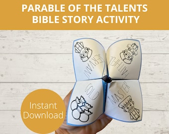 Parable of the Talents, Bible Story Activity, Sunday School Crafts, Fortune Teller, Cootie Catcher, Folding Paper, Homeschool activity, VBS