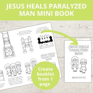 Jesus Heals a Paralyzed Man, Bible Story Activity,  Mini Book, Sunday school craft, Homeschool activity, Printable craft for kids