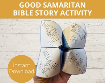 Good Samaritan Bible Story Activity, Sunday school craft, Jesus Parable, Printable paper craft, Fortune Teller, Cootie Catcher, A4 Size