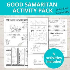 Good Samaritan Craft, Bible Story Activities, Sunday school Crafts, Activity Pack, Parables of Jesus, ISpy, Word Search, Bookmarks, VBS