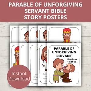 Parable of Unforgiving Servant, Bible Crafts for Kids, Church Bulletin Board, Sunday School Posters, Bible Story Lessons, Morning Basket