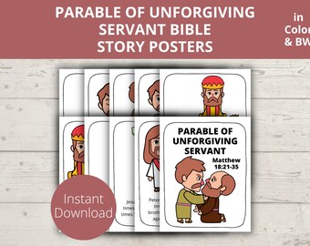 Parable of Unforgiving Servant, Bible Crafts for Kids, Church Bulletin Board, Sunday School Posters, Bible Story Lessons, Morning Basket