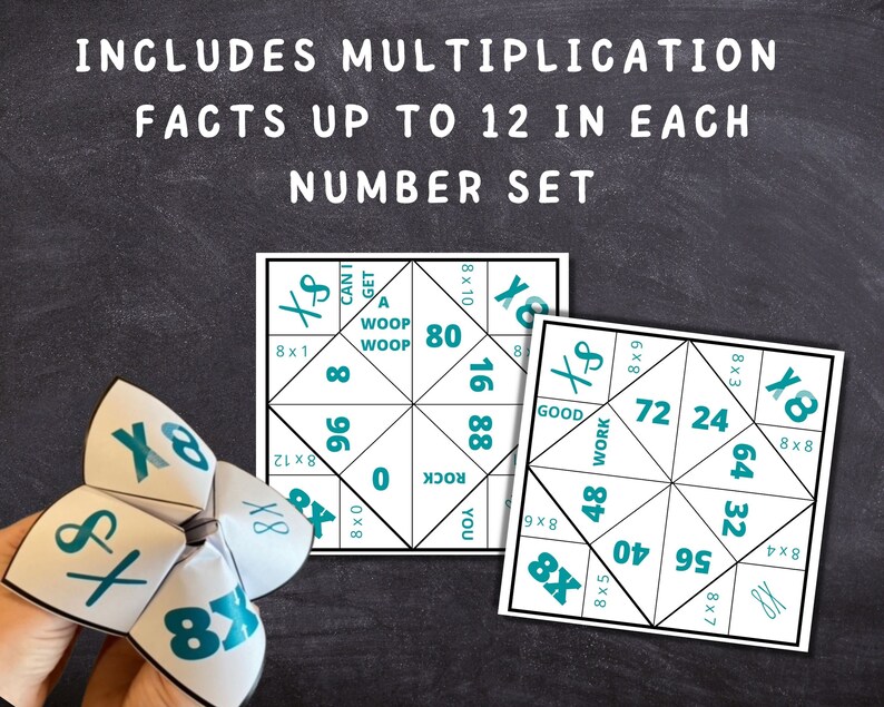 Math Flash Cards Math Fortune Teller Times Table Etsy