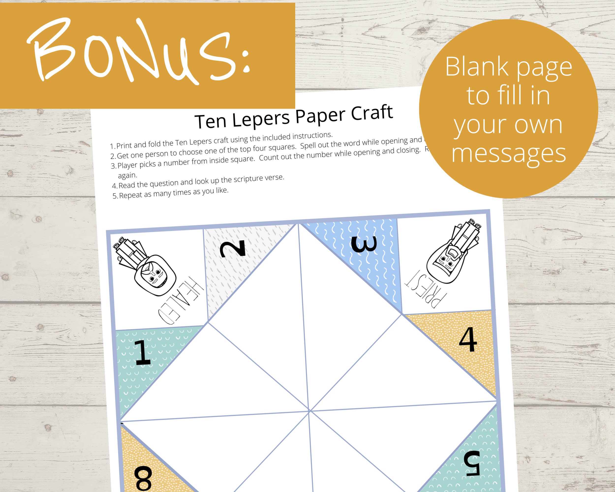 Ten Lepers, Sunday School Craft, Bible Story Activity, Jesus Heals ...