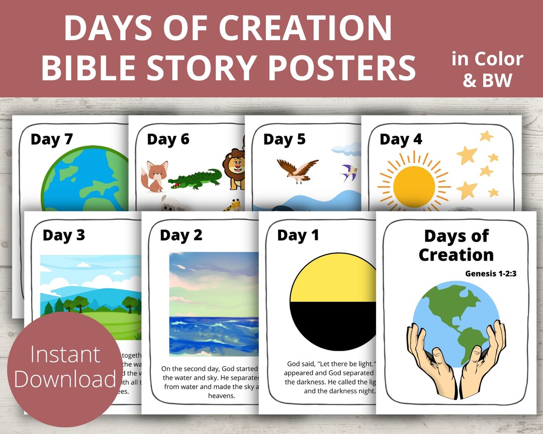 Days of Creation Printable God Created Bible Story Poster - Etsy