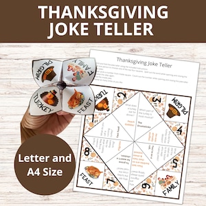 Cartes de blagues pour Thanksgiving, blagueur pour Thanksgiving, diseuse de bonne aventure, attrape-cootie, travaux manuels en papier à imprimer, activité scolaire