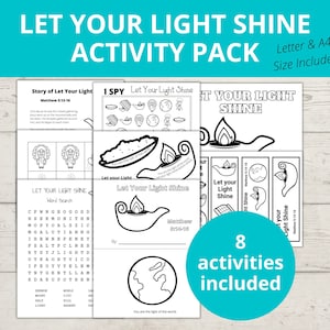 Let Your Light Shine, Bible Story Crafts, Salt of the Earth, Sunday School Activity, This Little Light of Mine, Word Search, I Spy