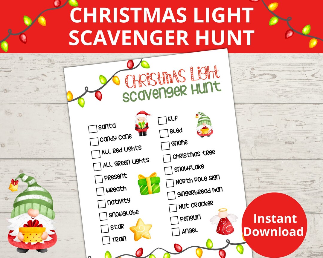 Christmas Light Scavenger Hunt, Christmas Scavenger Hunt, Scavenger ...