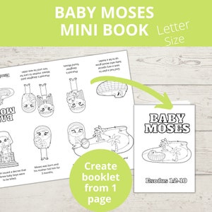 Baby Moses Craft, Sunday school craft, Bible Story activities, Printable Mini Books, Kids crafts, Baby Moses Coloring Sheet