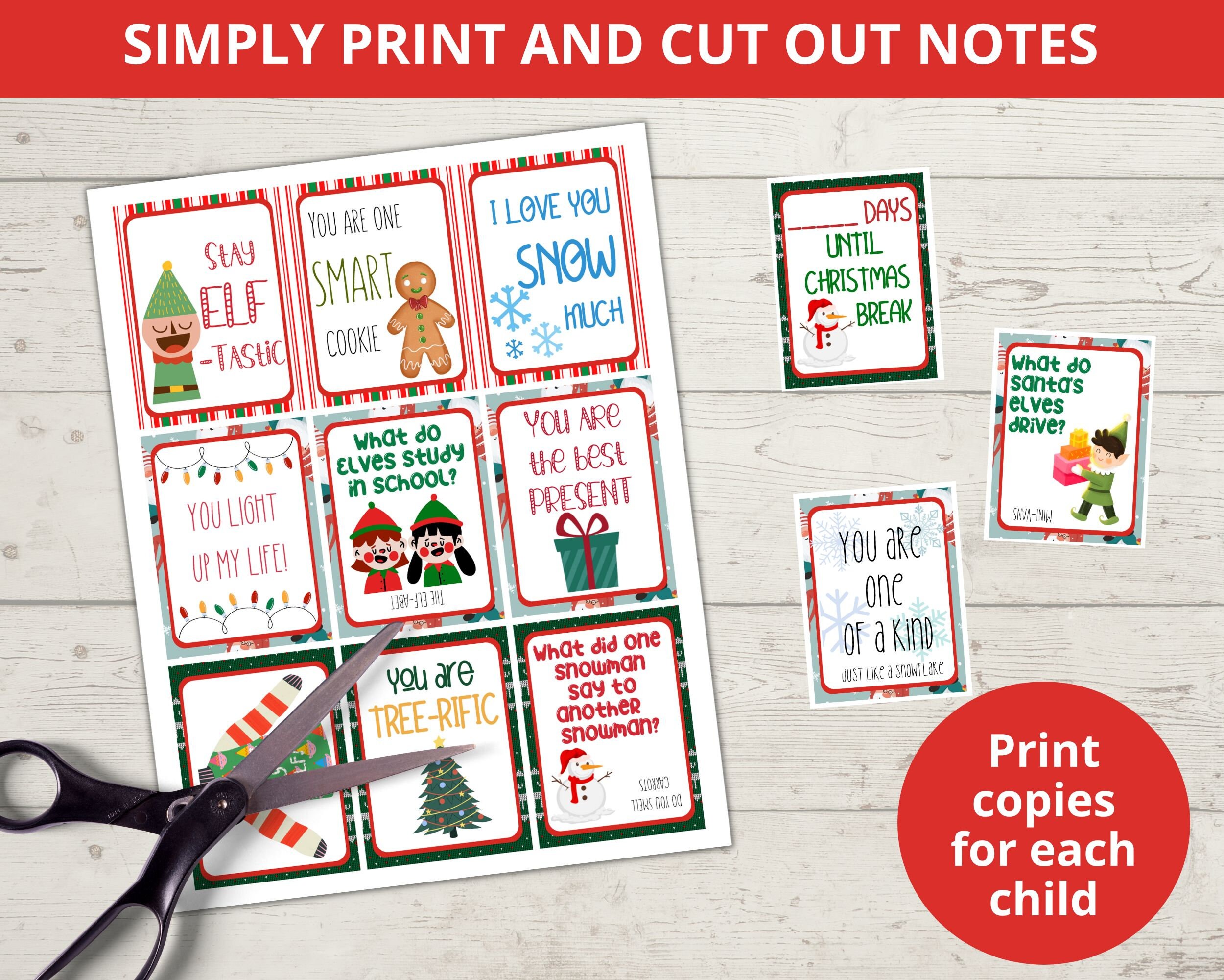 Christmas Lunchbox Notes, Lunchbox Notes for Kids, Positive ...