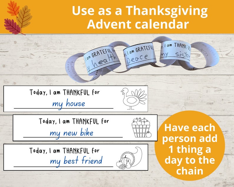 Thanksgiving Gratitude Paper Chain I Am Thankful For Fall Etsy