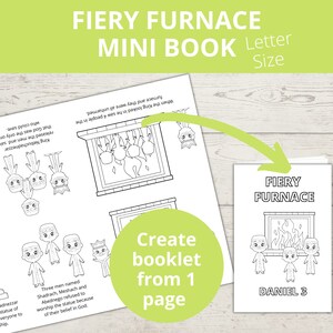 Shadrach Meshach Abednego, Fiery Furnace Sunday school craft, Old Testament Bible Story, Printable Mini Book, Kids crafts