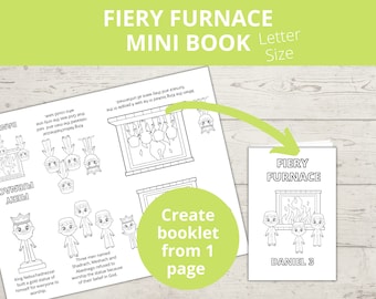 Shadrach Meshach Abednego, Fiery Furnace Sunday school craft, Old Testament Bible Story, Printable Mini Book, Kids crafts
