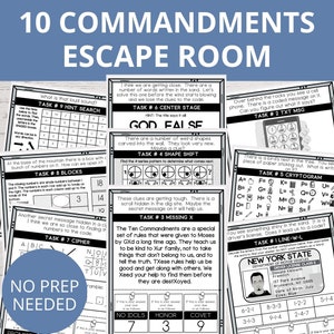 Escape Room Kids, Bible Escape Room Digital Prints, Ten Commandments for Kids, Family Game Night, Sunday School Activity, Bible Activities
