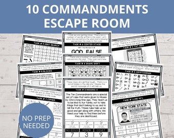 Escape Room Kids, Bible Escape Room Digital Prints, Ten Commandments for Kids, Family Game Night, Sunday School Activity, Bible Activities