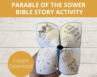 Parable of the Sower, Bible Story Activity, Sunday School Craft, Fortune Teller, Cootie Catcher, Folding Paper, Homeschool activity