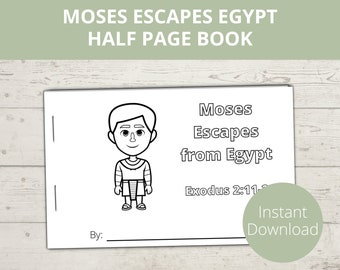 Travaux manuels de Moïse, Leçons de la Bible pour les enfants, Moïse s'évade d'Égypte, Mini livret, Pages à colorier de la Bible pour les enfants d'âge préscolaire, travaux manuels créatifs pour l'école du dimanche