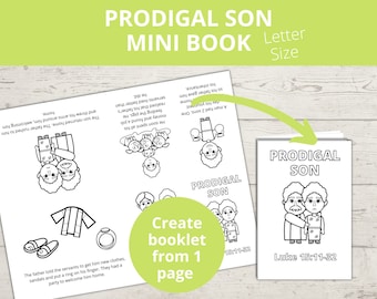 Prodigal Son Sunday school craft, Parables of Jesus New Testament Bible Story, Printable Mini Book, Kids crafts, Homeschool activity