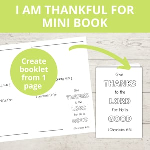 I am thankful for, Give Thanks to the Lord, Thanksgiving Coloring, Sunday School activity, Bible Story Craft, Mini book printable
