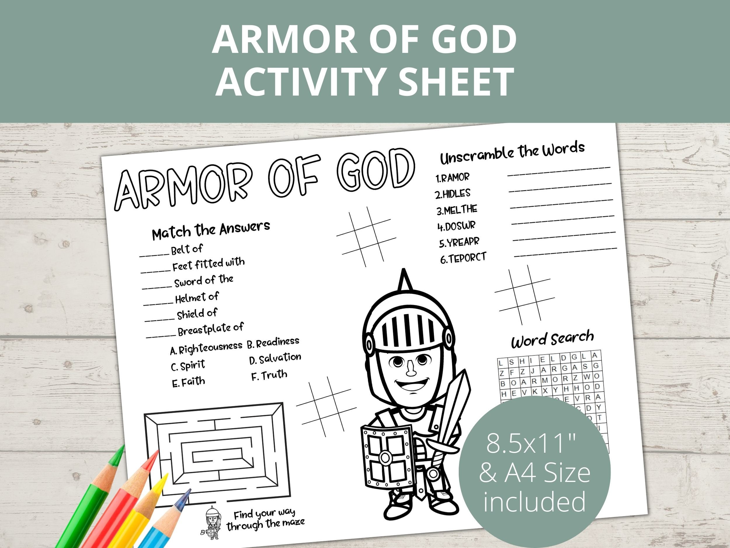 Armor of God Coloring Page, Bible Activity, Sunday School Activities ...