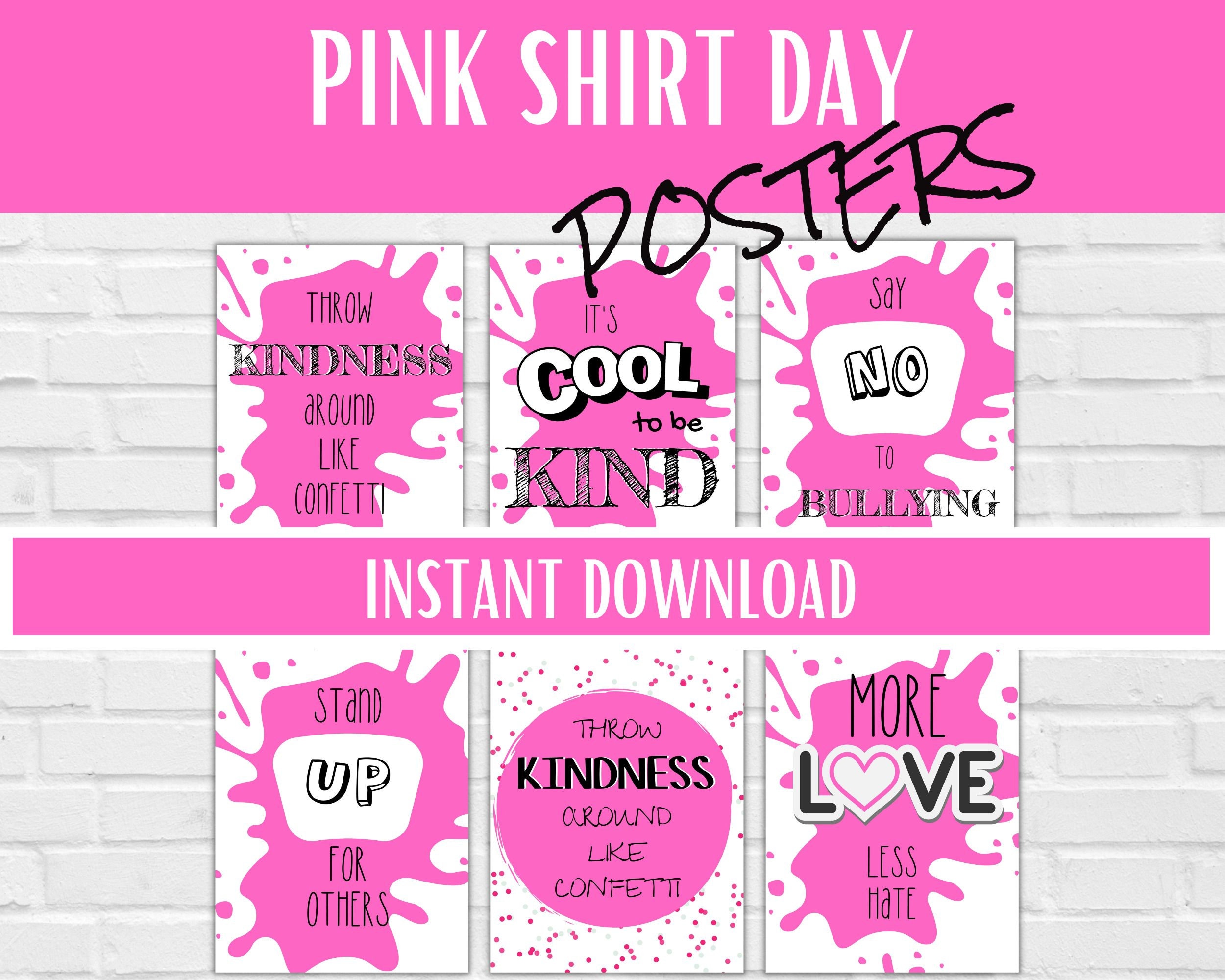 Pink Shirt Day, Kindness Poster, Classroom Decor Printable, Pink Shirt Activity, Be Kind Poster