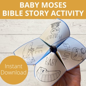 Baby Moses Aktivität, Bibelgeschichtenaktivität, Sonntagsschulhandwerk, Druckbares Papierhandwerk, Wahrsagerin, Cootie Catcher, VBS