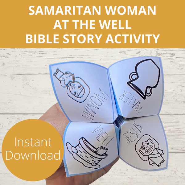 Samaritan Woman, Woman at the Well Craft, Fortune Teller, Cootie Catcher, Sunday School Lesson, Bible Story crafts, Living Waters