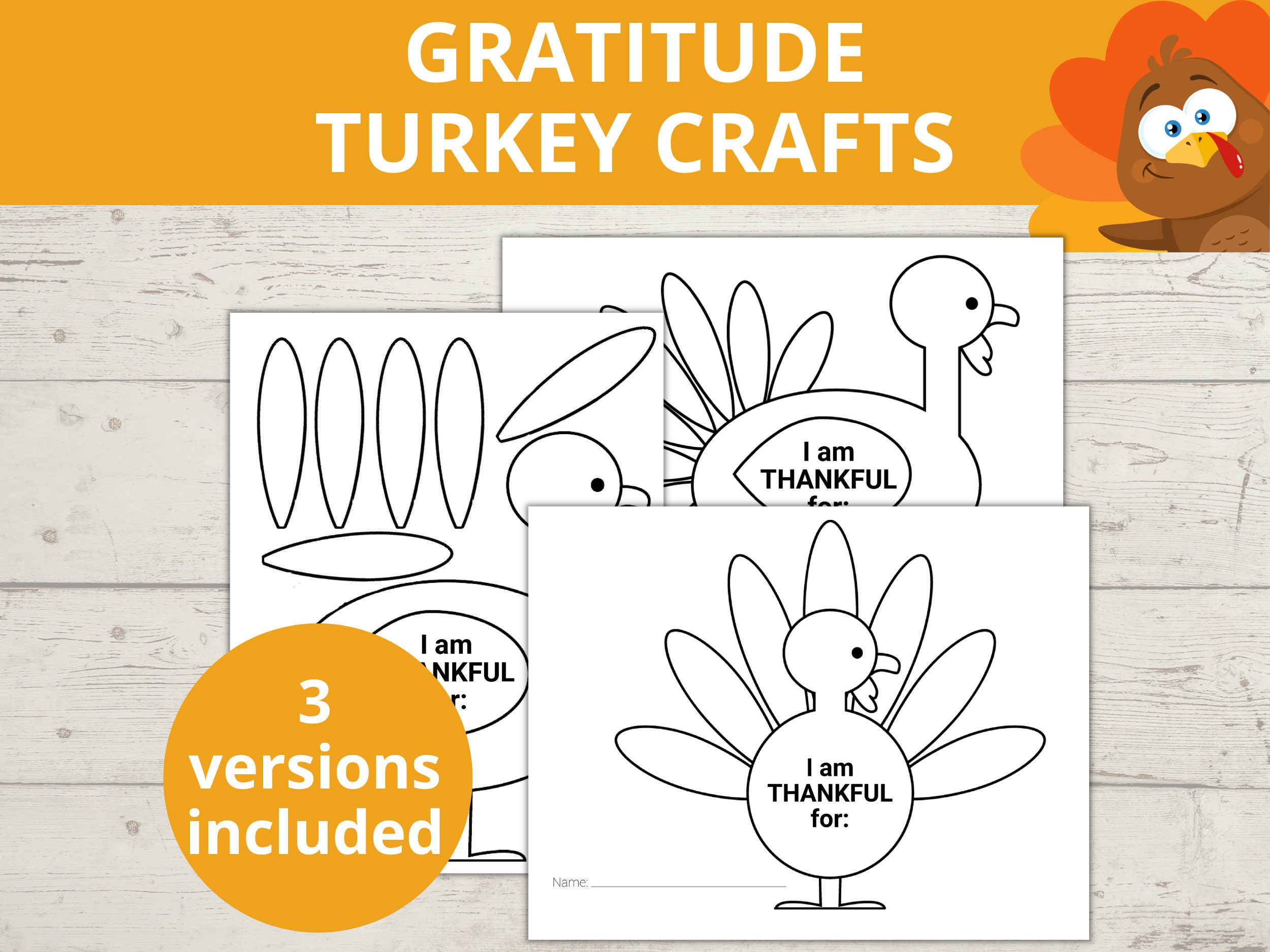 Gratitude Turkey Craft, I Am Thankful for Activity, Kindergarten Craft ...
