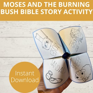 Moses and the Burning Bush Activity, Bible Story Activity, Sunday school crafts, Moses and Burning Bush, Fortune Teller, Cootie Catcher, VBS